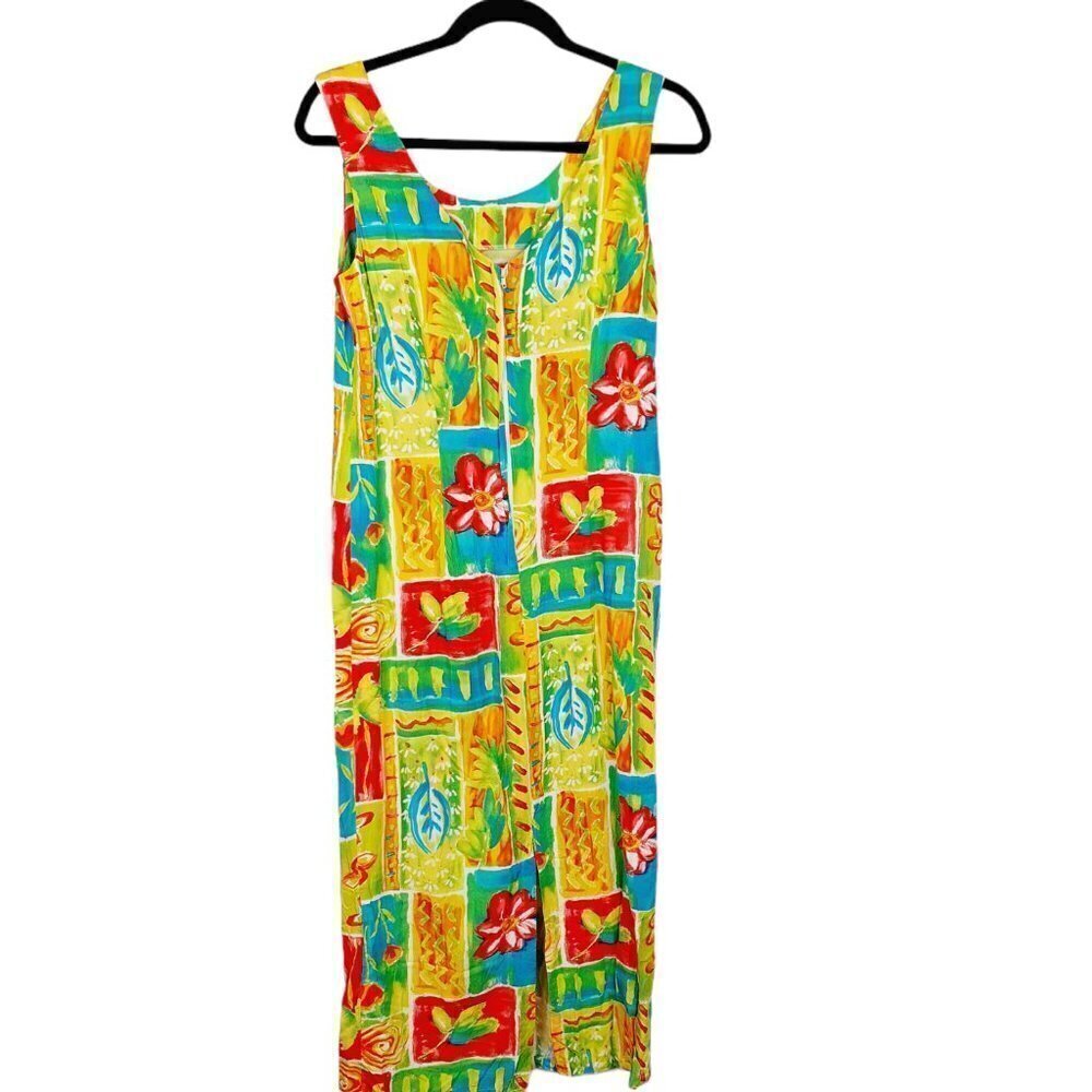 XID Xtreme Island Designs Hawaii‎ sundress bold floral VTG Vintage 6118 XS